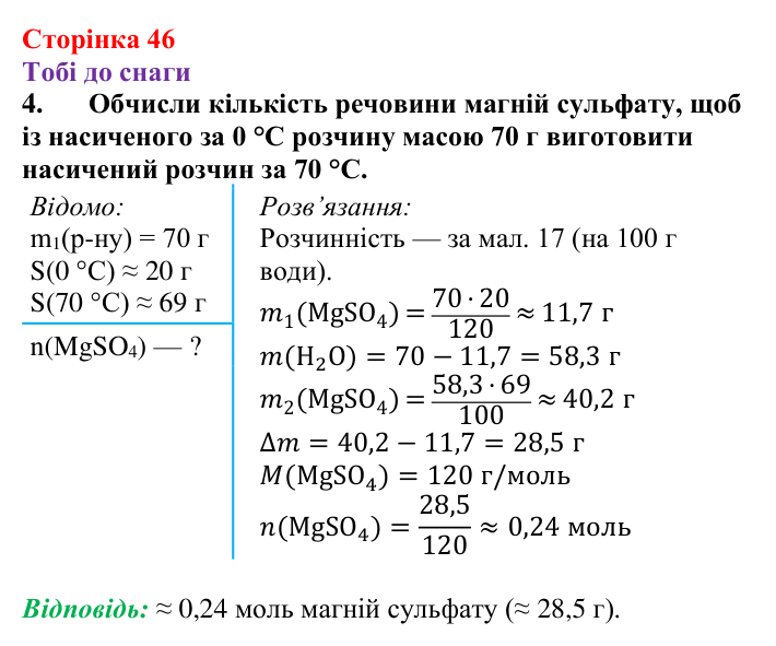 Відповідь до завдання 4 (с. 46) з хімії для 9 класу (Ярошенко, 2026): Досліджуємо залежність розчинності речовин у воді...