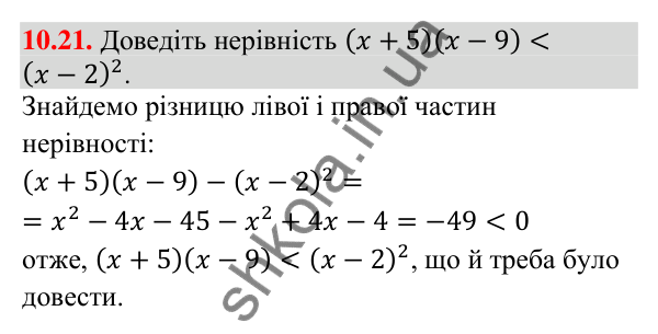 Завдання 10.21 Відповідь до завдання 10.21 (с. 96) з математики для 9 класу (Істер, 2026): Числові проміжки