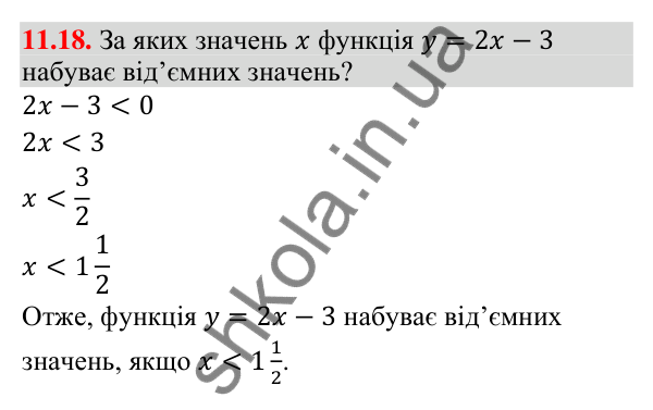 Відповідь до завдання 11.18 (с. 101) з математики для 9 класу (Істер, 2026): Лінійні нерівності з однією змінною