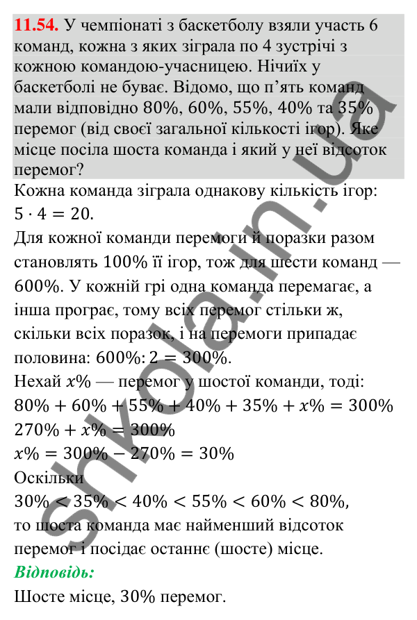 Відповідь до завдання 11.54 (с. 104) з математики для 9 класу (Істер, 2026): Лінійні нерівності з однією змінною