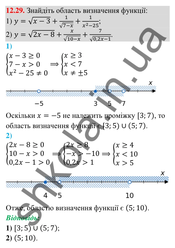 Завдання 12.29 Відповідь до завдання 12.29 (с. 111) з математики для 9 класу (Істер, 2026): Системи лінійних нерівностей