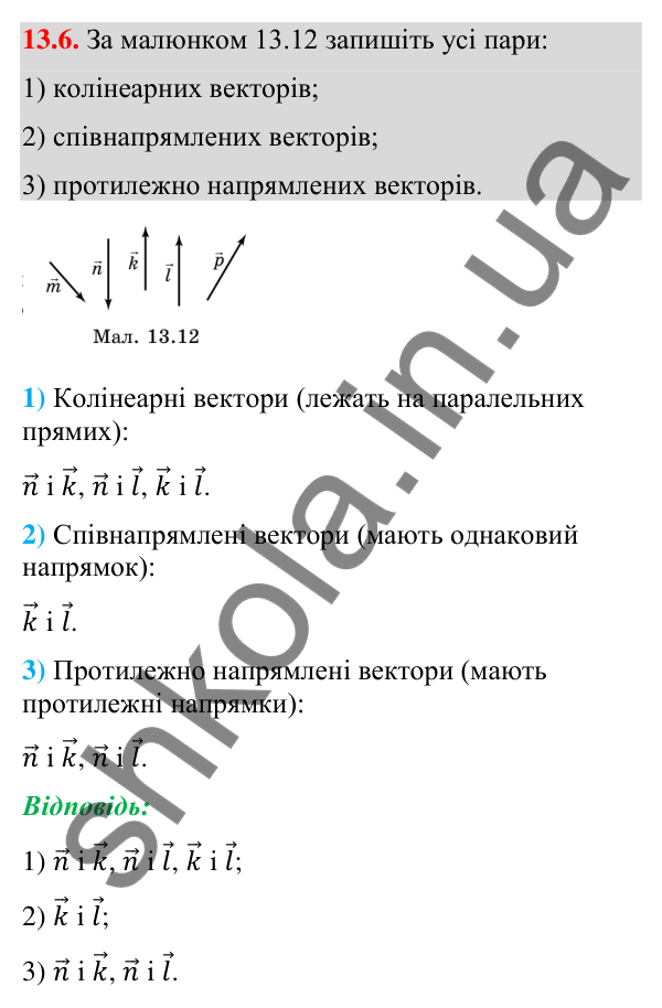Завдання 13.6 Відповідь до завдання 13.6 (с. 129) з математики для 9 класу (Істер, 2026): Вектор. Модуль і напрямок вектора