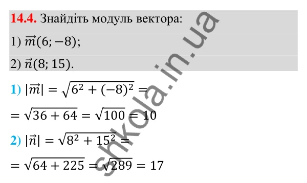 Відповідь до завдання 14.4 (с. 134) з математики для 9 класу (Істер, 2026): Координати вектора