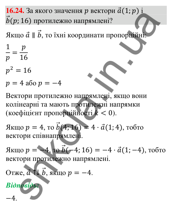 Відповідь до завдання 16.24 (с. 145) з математики для 9 класу (Істер, 2026): Множення вектора на число