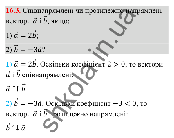 Завдання 16.3 Відповідь до завдання 16.3 (с. 144) з математики для 9 класу (Істер, 2026): Множення вектора на число