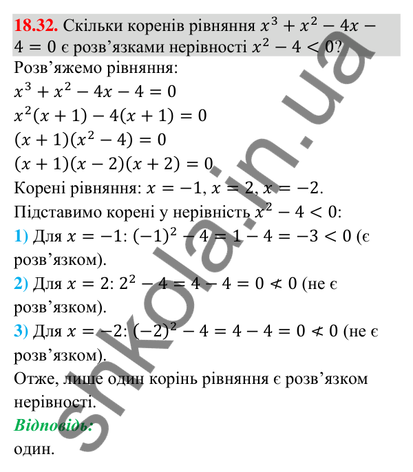 Відповідь до завдання 18.32 (с. 172) з математики для 9 класу (Істер, 2026): Функція, область визначення і графік