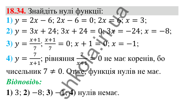 Завдання 18.34 Відповідь до завдання 18.34 (с. 172) з математики для 9 класу (Істер, 2026): Функція, область визначення і графік