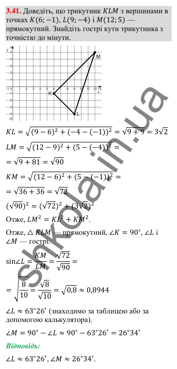 Відповідь до завдання 3.41 (с. 34) з математики для 9 класу (Істер, 2026): Координати середини відрізка