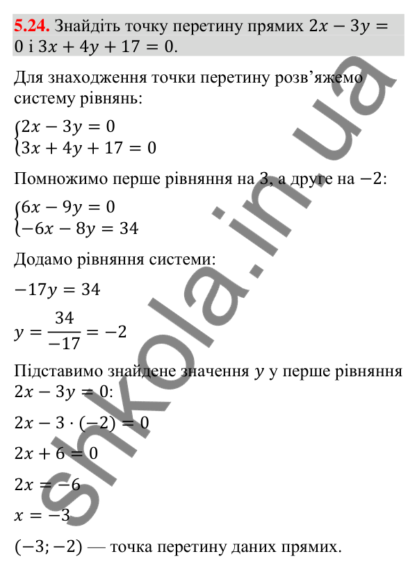 Завдання 5.24 Відповідь до завдання 5.24 (с. 47) з математики для 9 класу (Істер, 2026): Рівняння прямої