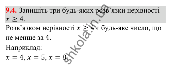 Завдання 9.4 Відповідь до завдання 9.4 (с. 90) з математики для 9 класу (Істер, 2026): Нерівності зі змінними