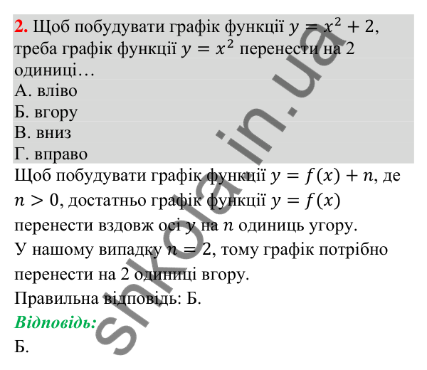 Домашня самостійна робота № 4, завдання 2 Відповідь до завдання 2 (с. 203) домашньої самостійної роботи № 4 з математики для 9 класу (Істер, 2026)
