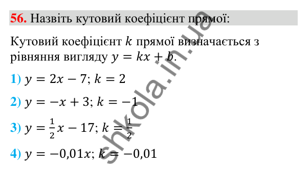 Відповідь до завдання 56 (с. 54) для повторення теми 1 з математики для 9 класу (Істер, 2026)