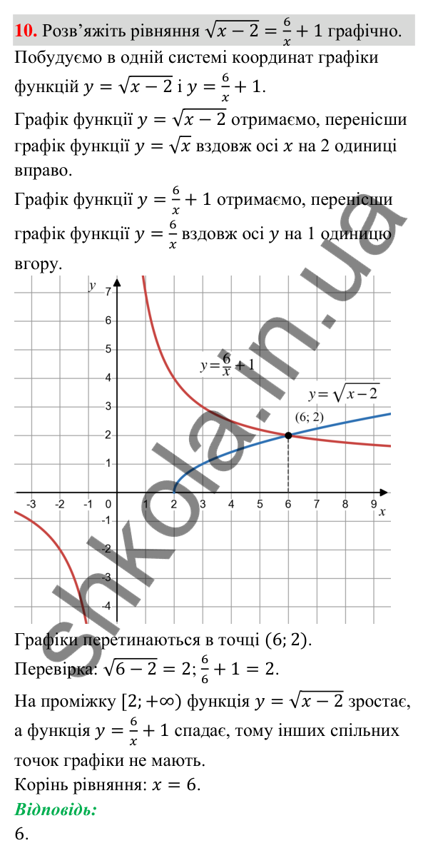 Відповідь до завдання 10 (с. 206) для перевірки знань до § 18-21 з математики для 9 класу (Істер, 2026)