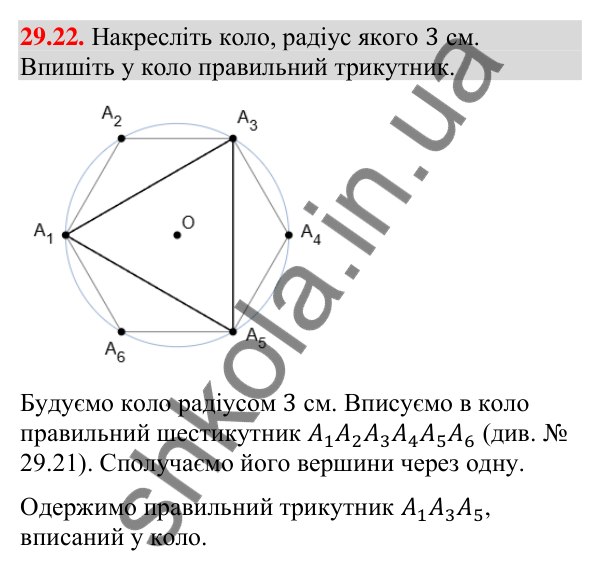 Відповідь до завдання 29.22 (с. 46) з математики для 9 класу (Істер, 2026): Правильні многокутники