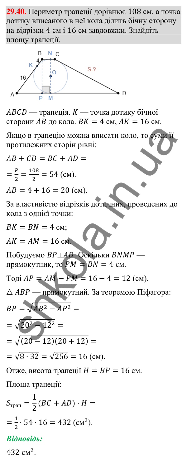 Відповідь до завдання 29.40 (с. 47) з математики для 9 класу (Істер, 2026): Правильні многокутники
