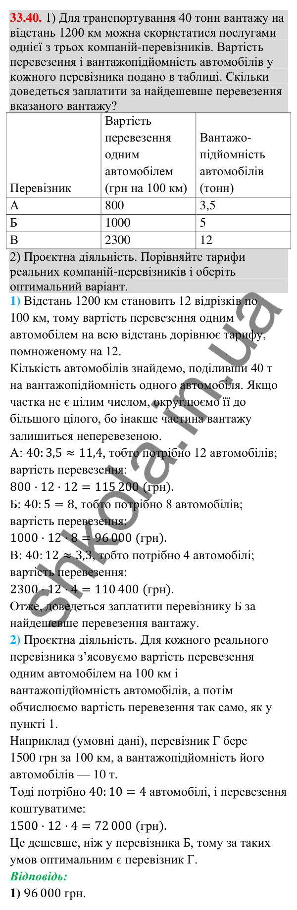 Відповідь до завдання 33.40 (с. 81) з математики для 9 класу (Істер, 2026): Арифметична прогресія та її властивості