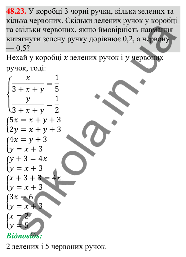 Відповідь до завдання 48.23 (с. 185) з математики для 9 класу (Істер, 2026): Класичне означення ймовірності