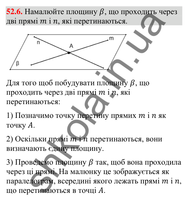 Завдання 52.6 Відповідь до завдання 52.6 (с. 213) з математики для 9 класу (Істер, 2026): Взаємне розміщення прямих у просторі