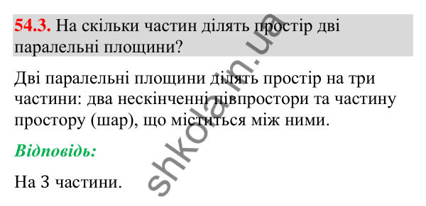 Відповідь до завдання 54.3 (с. 219) з математики для 9 класу (Істер, 2026): Взаємне розміщення площин