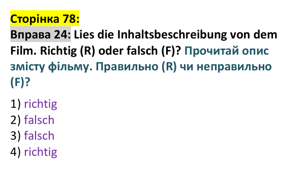 Відповідь до вправи 24 (с. 78) з німецької мови для 9 класу, Басай 2026: Parallelen-Ukraine