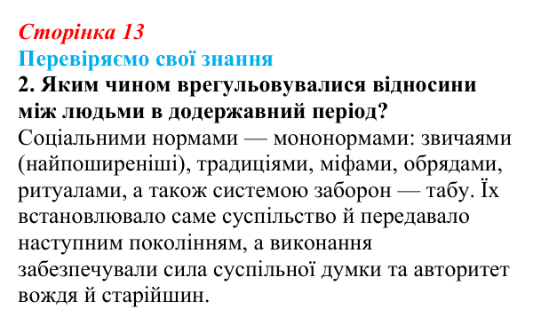 Відповідь до завдання 2 «Перевіряємо свої знання» § 1 (с. 13) з правознавства для 9 класу, Берендєєв 2026: Походження...