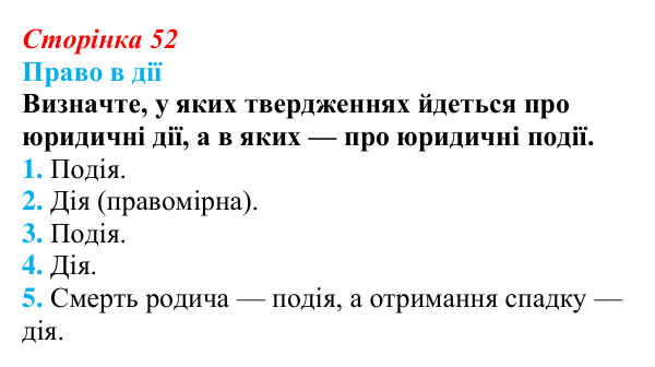 Відповідь до рубрики «Право в дії» § 5 (с. 52) з правознавства для 9 класу, Берендєєв 2026: Що таке правовідносини
