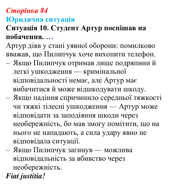 Відповідь до ситуації 10 практикуму 1 (с. 84) з правознавства для 9 класу, Васильків 2026