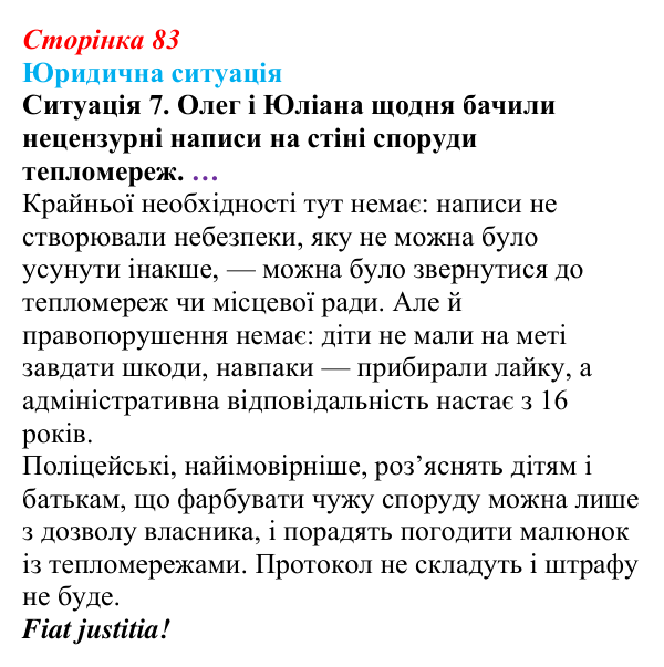 Відповідь до ситуації 7 практикуму 1 (с. 83) з правознавства для 9 класу, Васильків 2026
