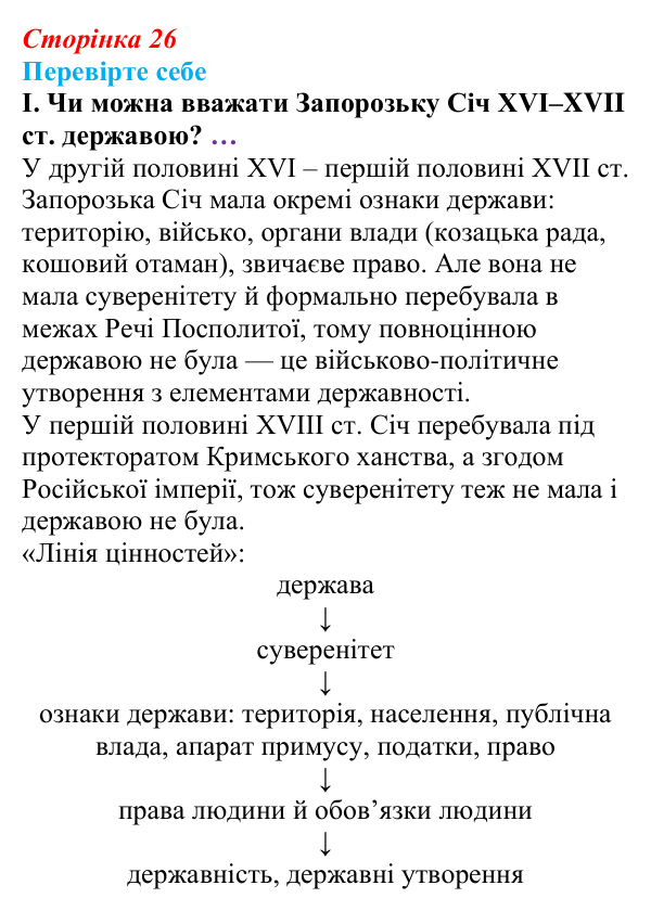 Відповідь до «Перевірте себе», рівень I, § 2 (с. 26) з правознавства для 9 класу, Васильків 2026: Держава і громадяни