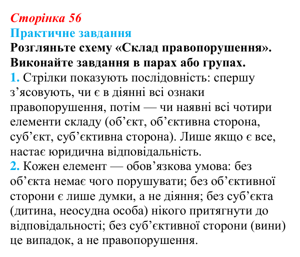 Відповідь до практичного завдання 2 § 5 (с. 56) з правознавства для 9 класу, Васильків 2026: Правовідносини і юридичні...