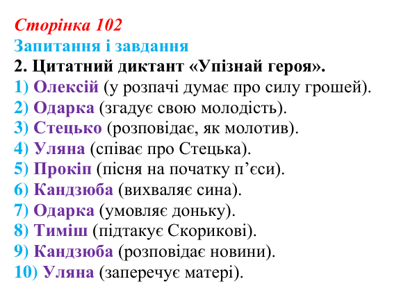 Сторінка 102, завдання 2 Відповідь до завдання 2 (с. 102) з української літератури для 9 класу, Архипова 2026: Г. Квітка-Основ’яненко, «Сватання...