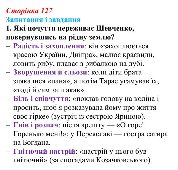Сторінка 127, завдання 1 Відповідь до завдання 1 (с. 127) з української літератури для 9 класу, Архипова 2026: Д. Чуб, «Живий Шевченко: невигадані...