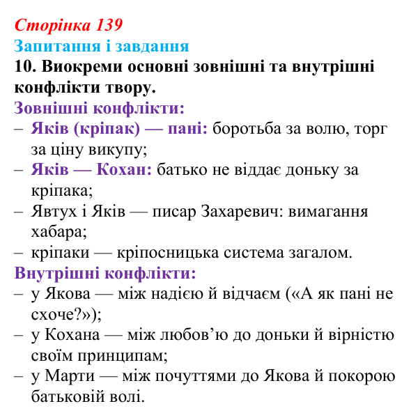 Сторінка 139, завдання 10 Відповідь до завдання 10 (с. 139) з української літератури для 9 класу, Архипова 2026: Марко Вовчок, оповідання «Викуп»