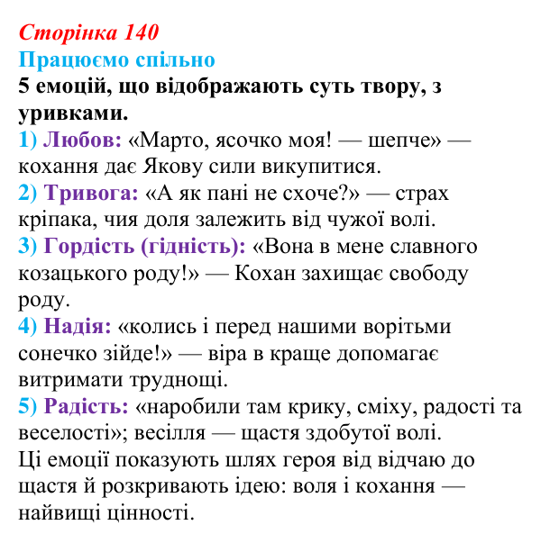 Відповідь до запитання 1 (с. 140) з української літератури для 9 класу, Архипова 2026: Марко Вовчок, оповідання «Викуп»