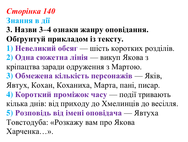 Відповідь до завдання 3 «Знання в дії» (с. 140) з української літератури для 9 класу, Архипова 2026: Марко Вовчок...