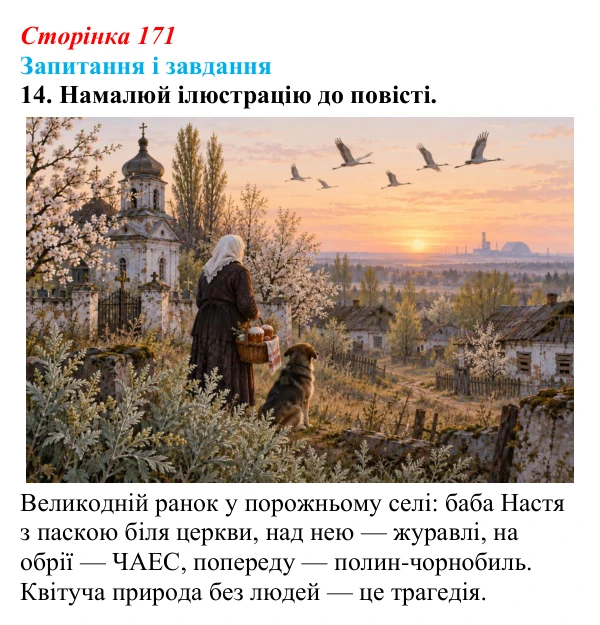 Сторінка 171, завдання 14 Відповідь до завдання 14 (с. 171) з української літератури для 9 класу, Архипова 2026: К. Мотрич, «Політ журавлів над...