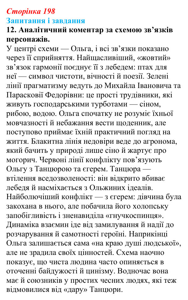 Сторінка 198, завдання 12 Відповідь до завдання 12 (с. 198) з української літератури для 9 класу, Архипова 2026: О. Гончар, новела «На косі»