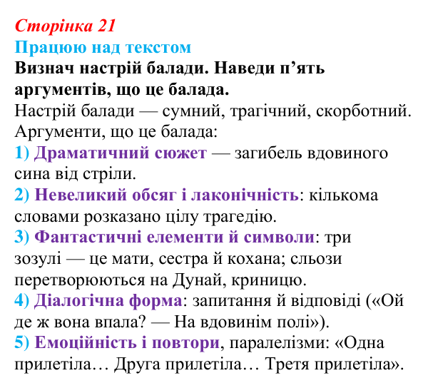Сторінка 21, запитання 2 Відповідь до запитання 2 (с. 21) з української літератури для 9 класу, Архипова 2026: народна балада «Ой летіла стріла»