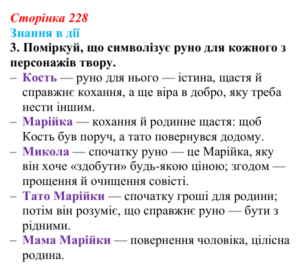 Сторінка 228, знання в дії, завдання 3 Відповідь до завдання 3 «Знання в дії» (с. 228) з української літератури для 9 класу, Архипова 2026: С. Процюк, повість...