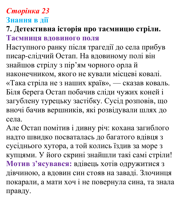 Відповідь до завдання 7 «Знання в дії» (с. 23) з української літератури для 9 класу, Архипова 2026: народна балада «Ой...