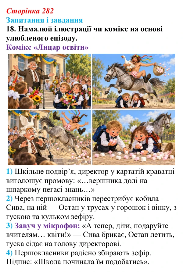 Сторінка 282, завдання 18 Відповідь до завдання 18 (с. 282) з української літератури для 9 класу, Архипова 2026: О. Дерманський, «Стонадцять халеп...