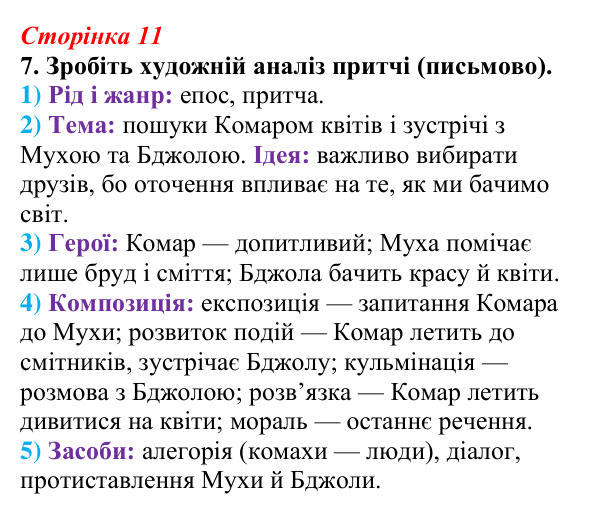 Відповідь до завдання 7 (с. 11) з української літератури для 9 класу, Авраменко 2026: § 1–2. Зміст і форма, художність...