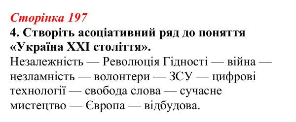 Відповідь до завдання 4 (с. 197) з української літератури для 9 класу, Авраменко 2026: Україна у ХХІ ст., О. Ірванець...