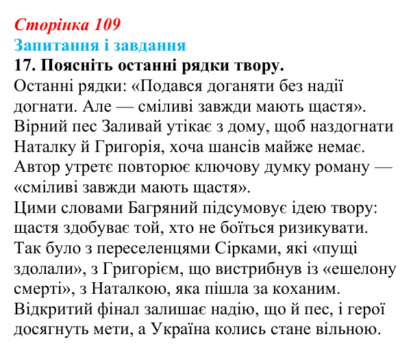 Сторінка 109, завдання 17 Відповідь до завдання 17 (с. 109) з української літератури для 9 класу, Калинич 2026: Іван Багряний, роман «Тигролови»