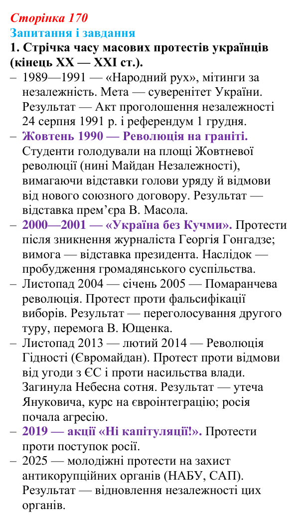 Сторінка 170, завдання 1 Відповідь до завдання 1 (с. 170) з української літератури для 9 класу, Калинич 2026: Україна в ХХІ столітті, постмодернізм...