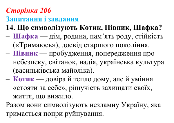 Сторінка 206, завдання 14 Відповідь до завдання 14 (с. 206) з української літератури для 9 класу, Калинич 2026: Олександр Михед, повість-казка...