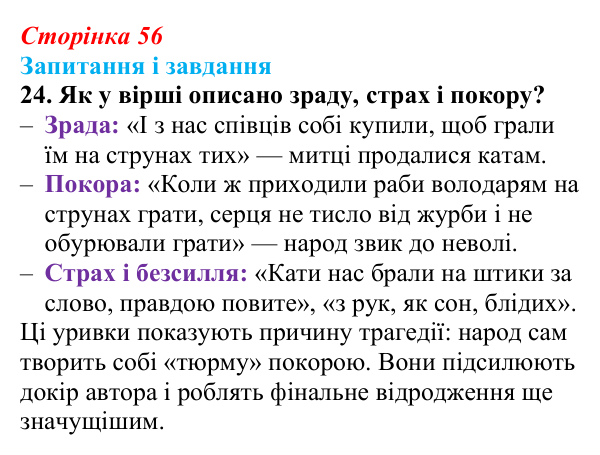 Сторінка 56, завдання 24 Відповідь до завдання 24 (с. 56) з української літератури для 9 класу, Калинич 2026: Володимир Сосюра, «Так ніхто не...
