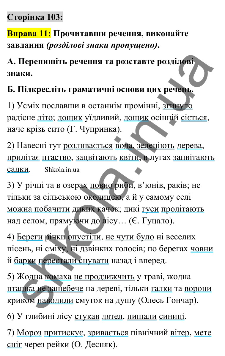 Відповідь до вправи 11 сторінка 103 ГДЗ Українська мова 9 клас Авраменко 2026