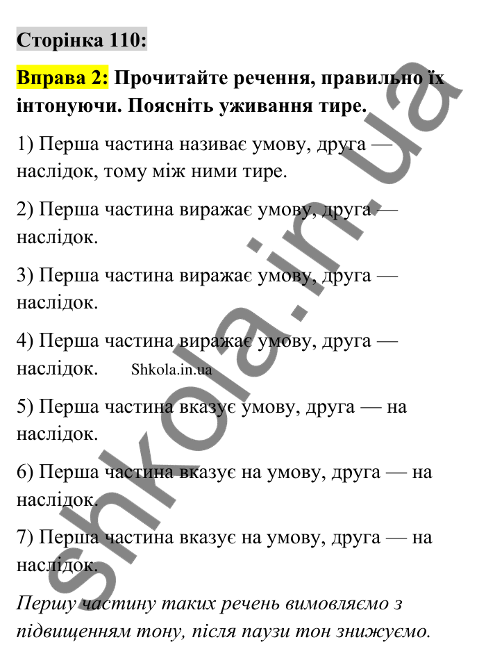 Відповідь до вправи 2 сторінка 110 ГДЗ Українська мова 9 клас Авраменко 2026