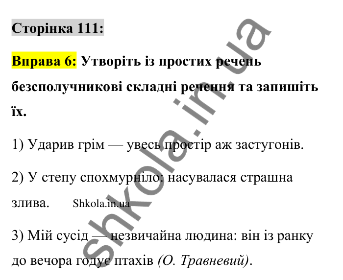 Відповідь до вправи 6 сторінка 111 ГДЗ Українська мова 9 клас Авраменко 2026